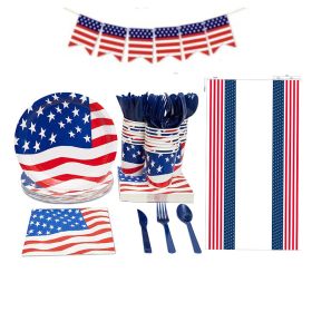 Party Supplies Dinnerware Set for July 4th Decorations; Patriotic Party; independence day Party Decoration include Plates;  Napkins;  Cups;  Tableware