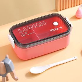 Lunch Box Microwavable Bento Box Food Container Dinnerware Lunchbox For Kids Student Office Sealed Leak-proof Portable Boxes (Lunch Box Capacity: 1000ml, Color: Pink)